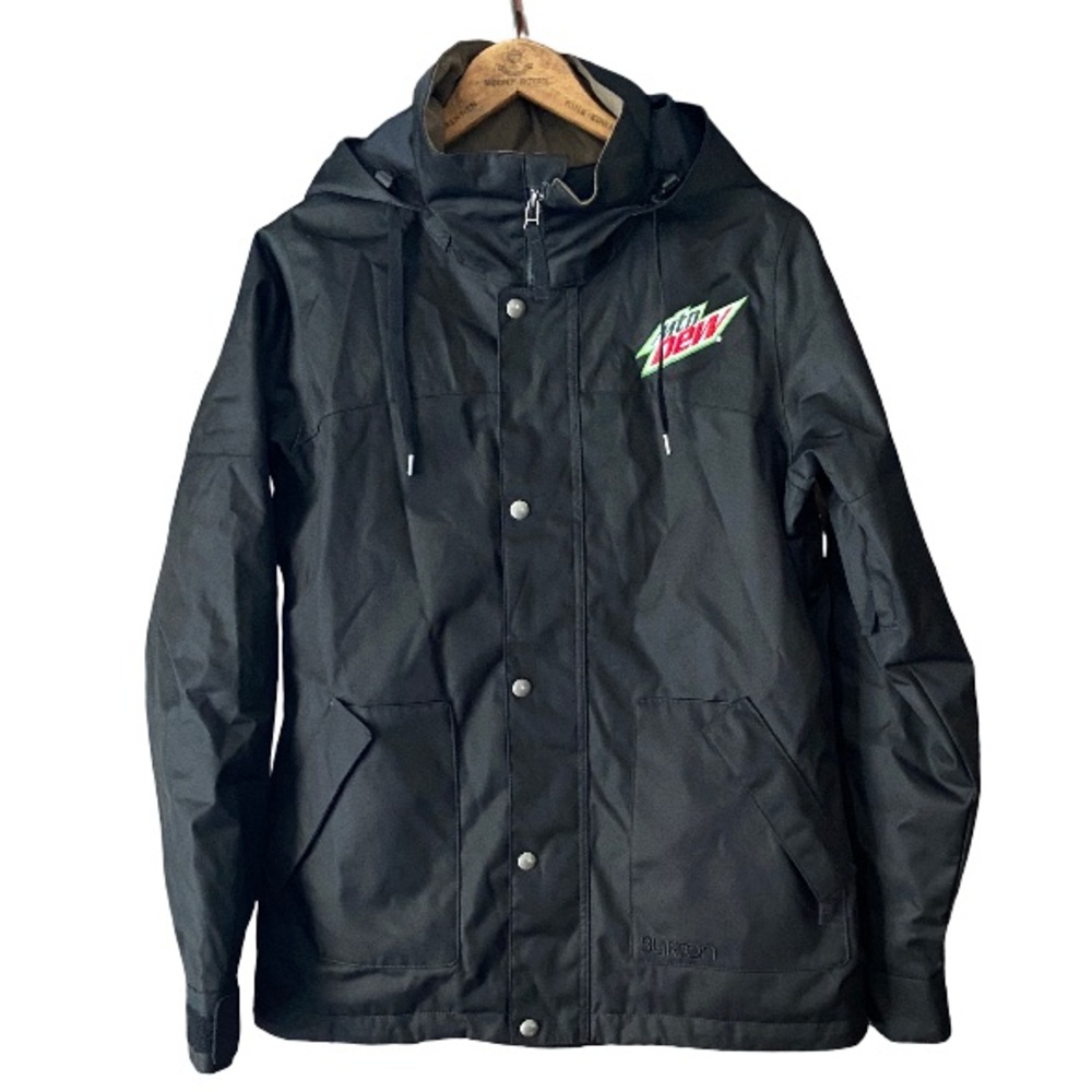 BURTON Ski Snow Snowboarding Jacket Black Mountain Dew Logo Hood Women's Size L